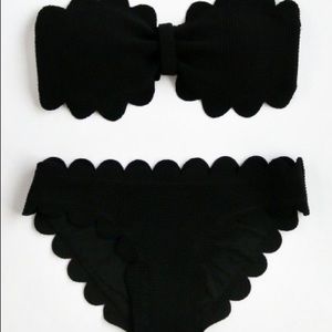 Scalloped Trim Bandeau Bikini Set